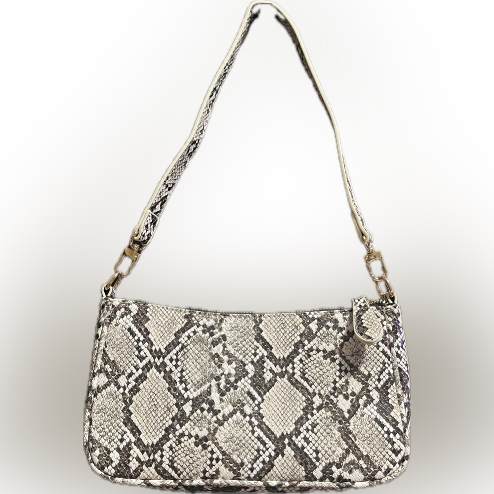 RIAH Vegan Leather Python Print Crossbody Black/White NWOT